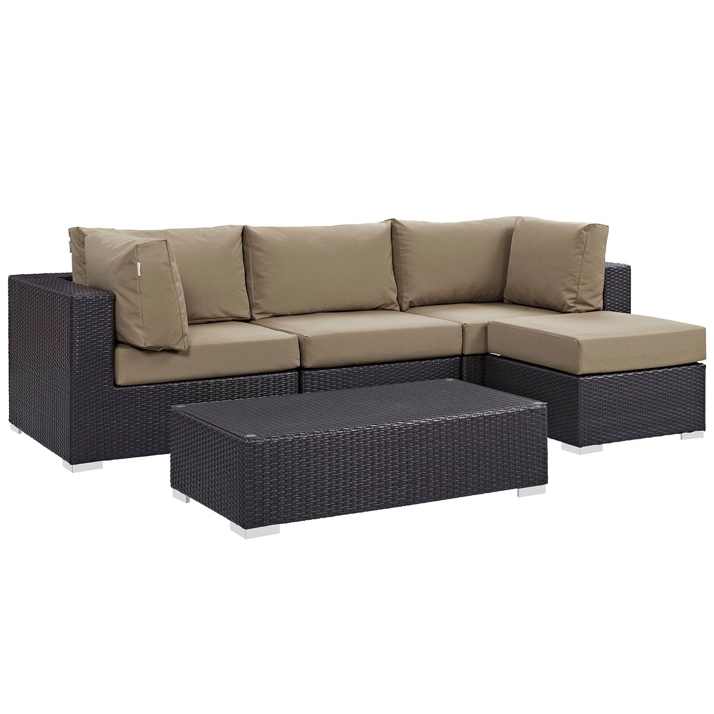 Modway - Convene 5 Piece Outdoor Patio Sectional Set by Modway  Outdoor Furniture Sofa Sectionals Gray - EEI-2172-EXP-MOC-SET