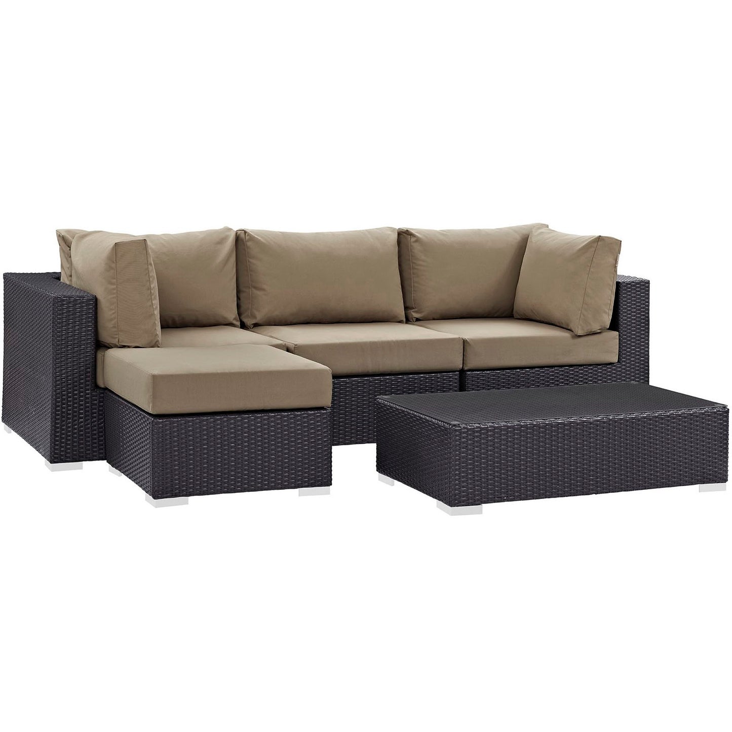 Modway - Convene 5 Piece Outdoor Patio Sectional Set by Modway  Outdoor Furniture Sofa Sectionals Gray - EEI-2172-EXP-MOC-SET