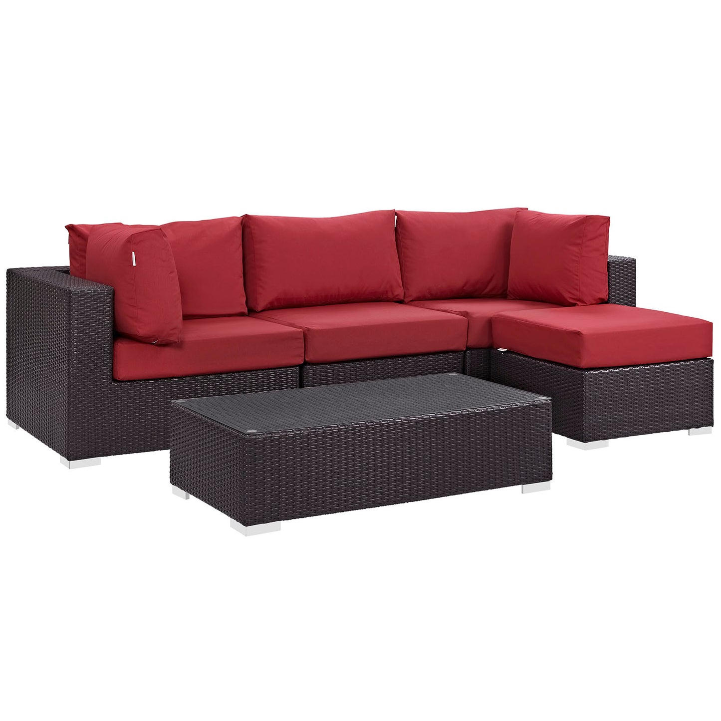Modway Outlet Convene 5 Piece Outdoor Patio Sectional Set by Modway  Outdoor Furniture Furniture Espresso Red - EEI-2172-EXP-RED-SET