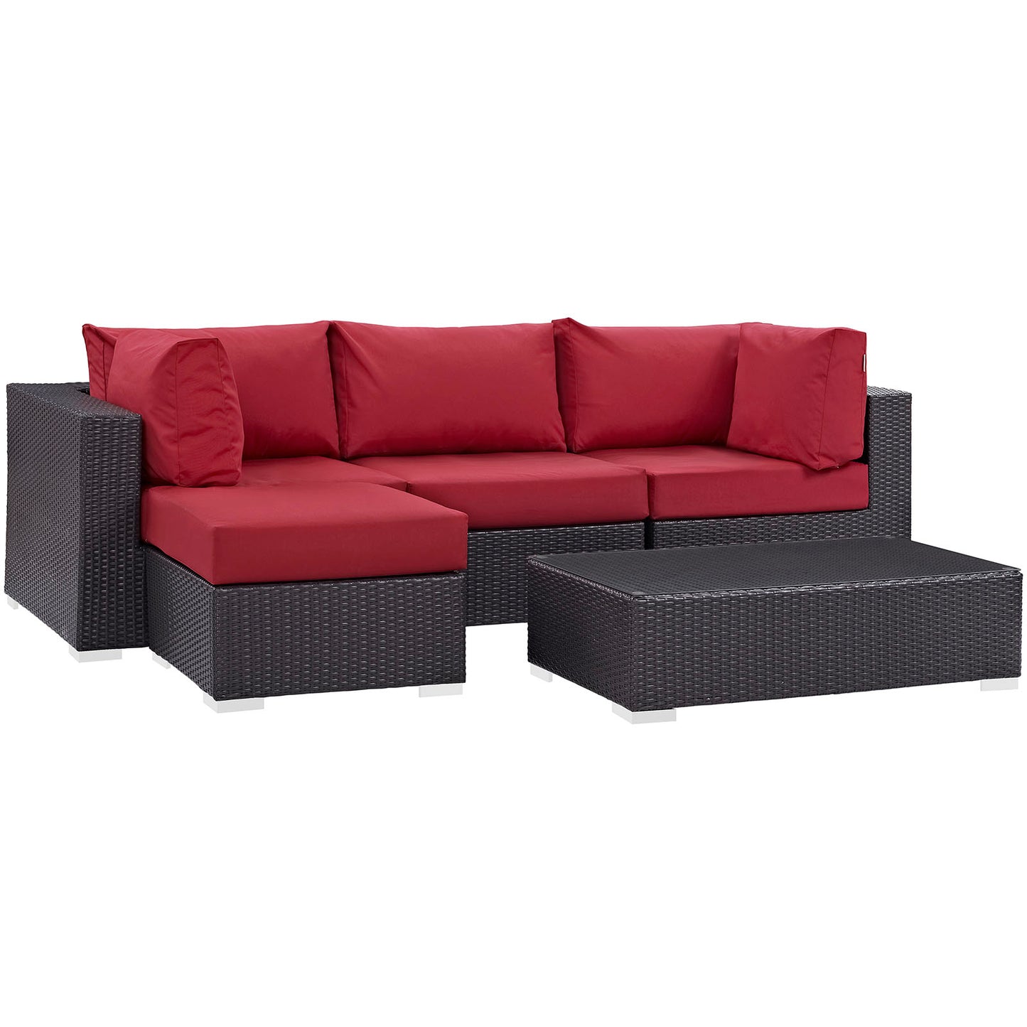 Modway Outlet Convene 5 Piece Outdoor Patio Sectional Set by Modway  Outdoor Furniture Furniture Espresso Red - EEI-2172-EXP-RED-SET