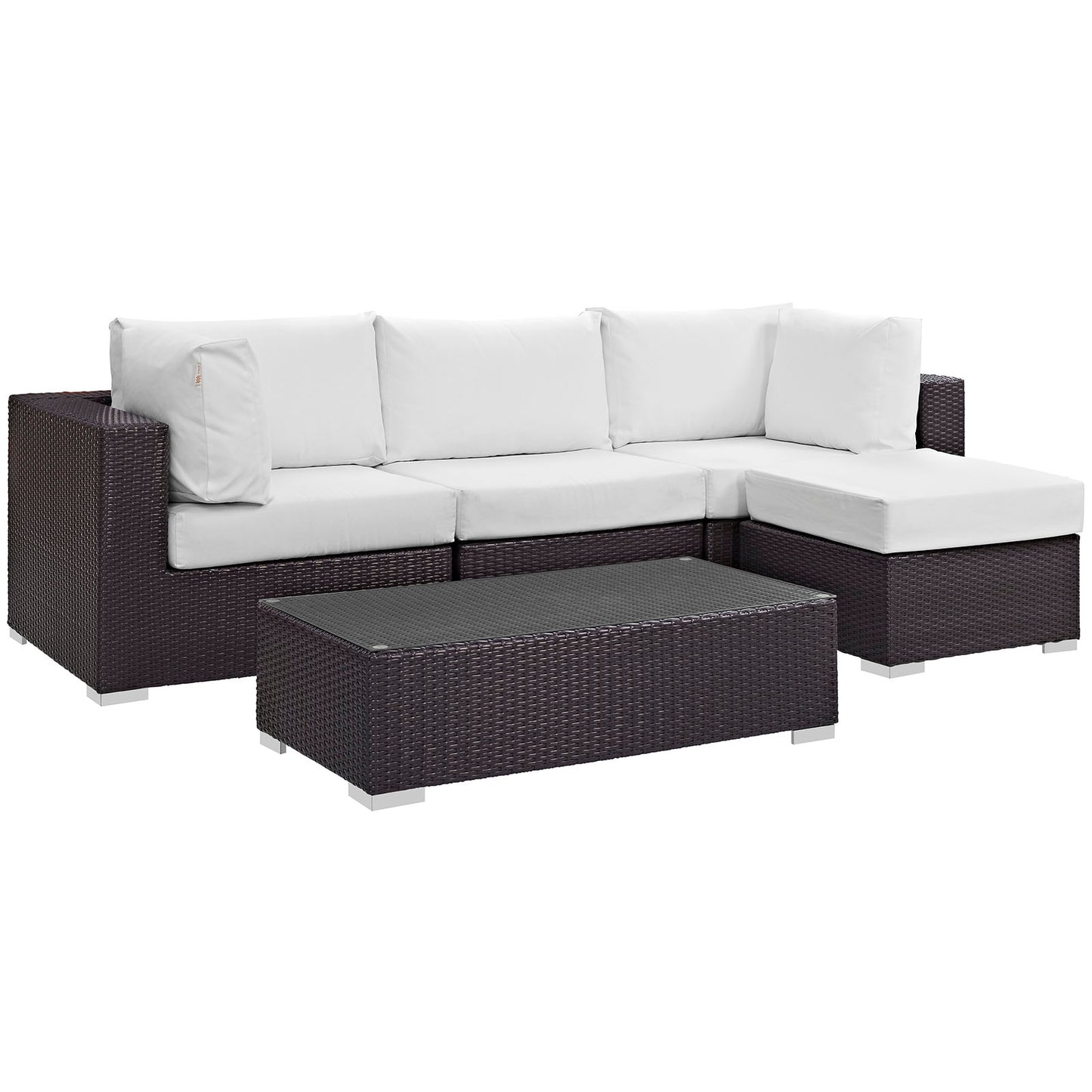 Modway - Convene 5 Piece Outdoor Patio Sectional Set by Modway  Outdoor Furniture Sofa Sectionals White - EEI-2172-EXP-WHI-SET