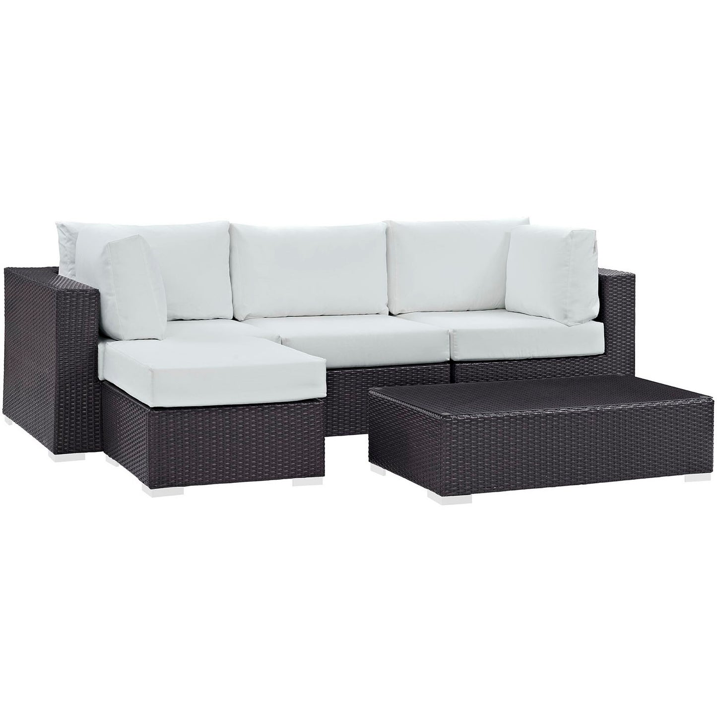 Modway - Convene 5 Piece Outdoor Patio Sectional Set by Modway  Outdoor Furniture Sofa Sectionals White - EEI-2172-EXP-WHI-SET