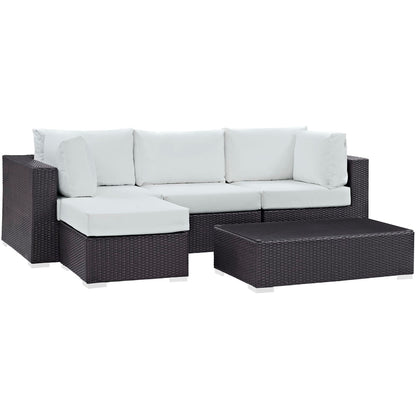 Modway - Convene 5 Piece Outdoor Patio Sectional Set by Modway  Outdoor Furniture Sofa Sectionals White - EEI-2172-EXP-WHI-SET