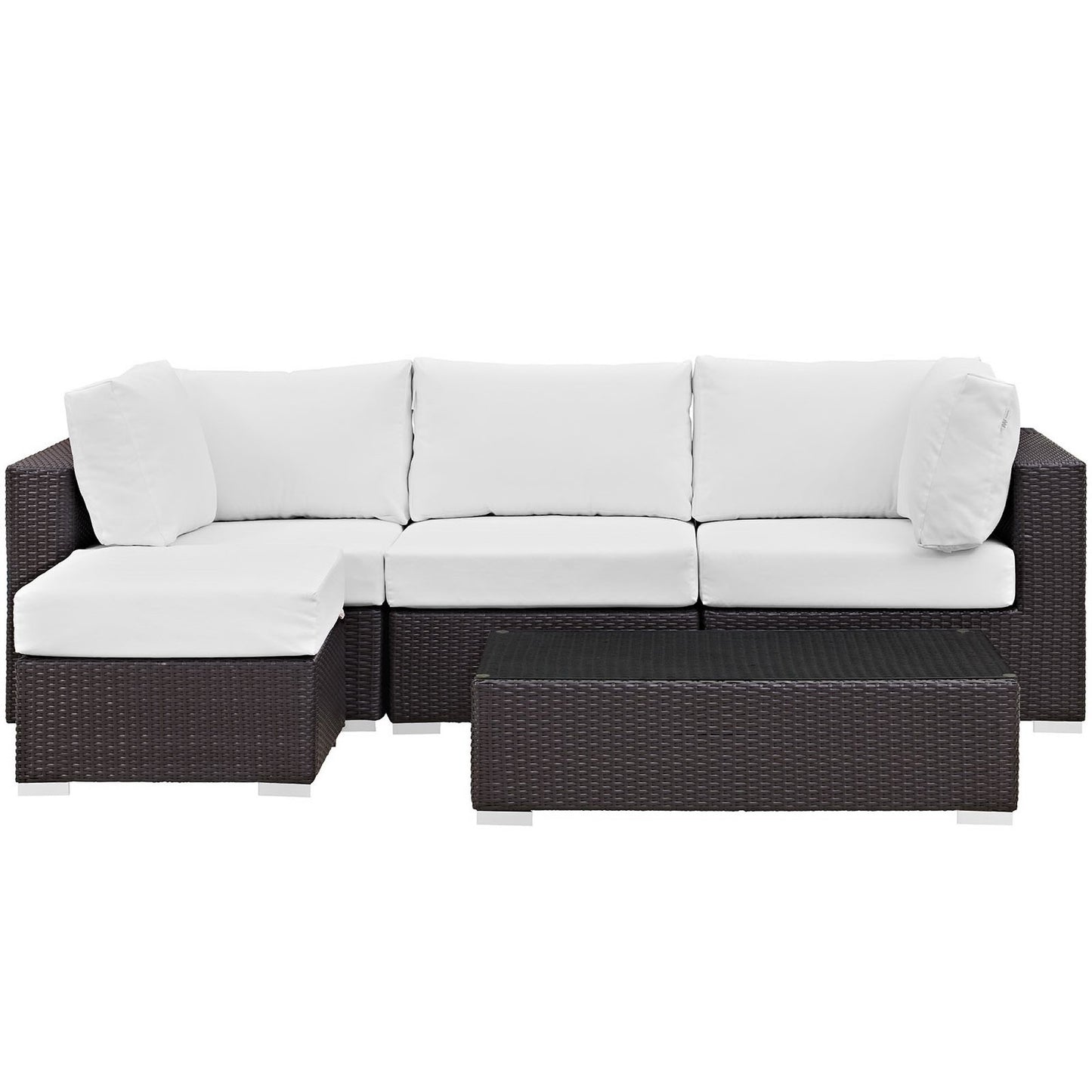 Modway - Convene 5 Piece Outdoor Patio Sectional Set by Modway  Outdoor Furniture Sofa Sectionals White - EEI-2172-EXP-WHI-SET