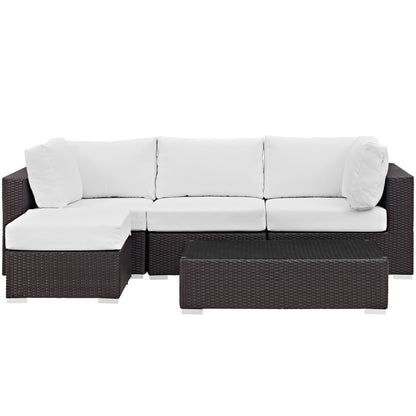 Modway - Convene 5 Piece Outdoor Patio Sectional Set by Modway  Outdoor Furniture Sofa Sectionals White - EEI-2172-EXP-WHI-SET
