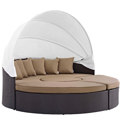 Modway Outlet Convene Outdoor Patio Wicker Rattan Canopy Sectional Daybed by Modway  Outdoor Furniture Furniture Espresso Mocha - EEI-2173-EXP-MOC-SET