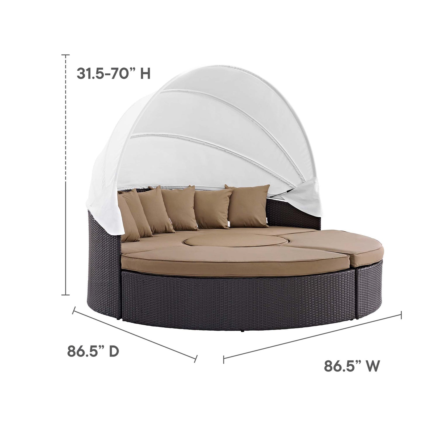 Modway Outlet Convene Outdoor Patio Wicker Rattan Canopy Sectional Daybed by Modway  Outdoor Furniture Furniture Espresso Mocha - EEI-2173-EXP-MOC-SET