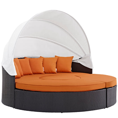 Modway Outlet Convene Outdoor Patio Wicker Rattan Canopy Sectional Daybed by Modway  Outdoor Furniture Furniture Espresso Orange - EEI-2173-EXP-ORA-SET