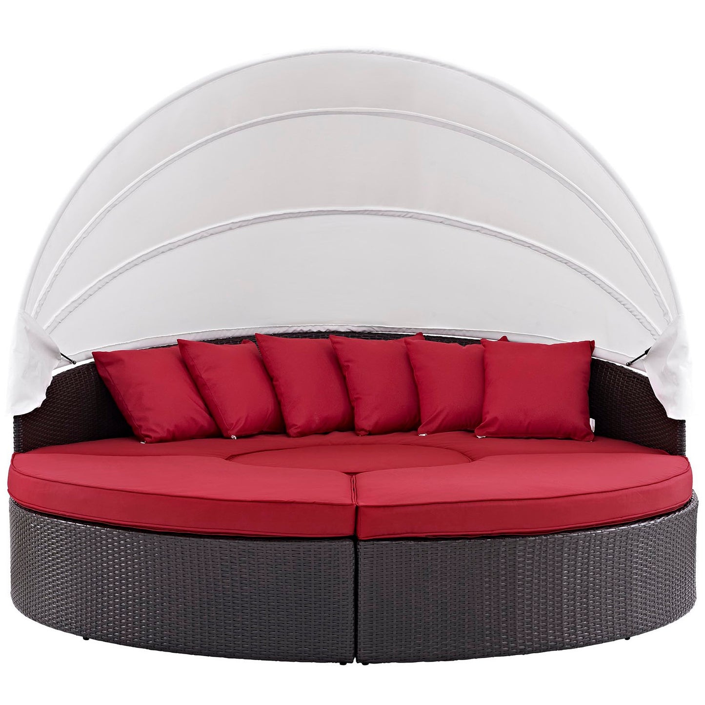 Modway Outlet Convene Outdoor Patio Wicker Rattan Canopy Sectional Daybed by Modway  Outdoor Furniture Furniture Espresso Red - EEI-2173-EXP-RED-SET