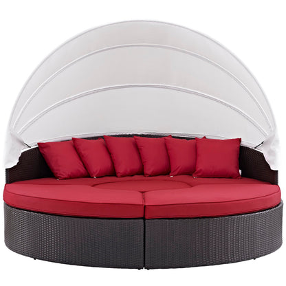 Modway Outlet Convene Outdoor Patio Wicker Rattan Canopy Sectional Daybed by Modway  Outdoor Furniture Furniture Espresso Red - EEI-2173-EXP-RED-SET