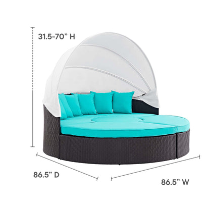 Modway Outlet Convene Outdoor Patio Wicker Rattan Canopy Sectional Daybed by Modway  Outdoor Furniture Furniture Espresso Turquoise - EEI-2173-EXP-TRQ-SET