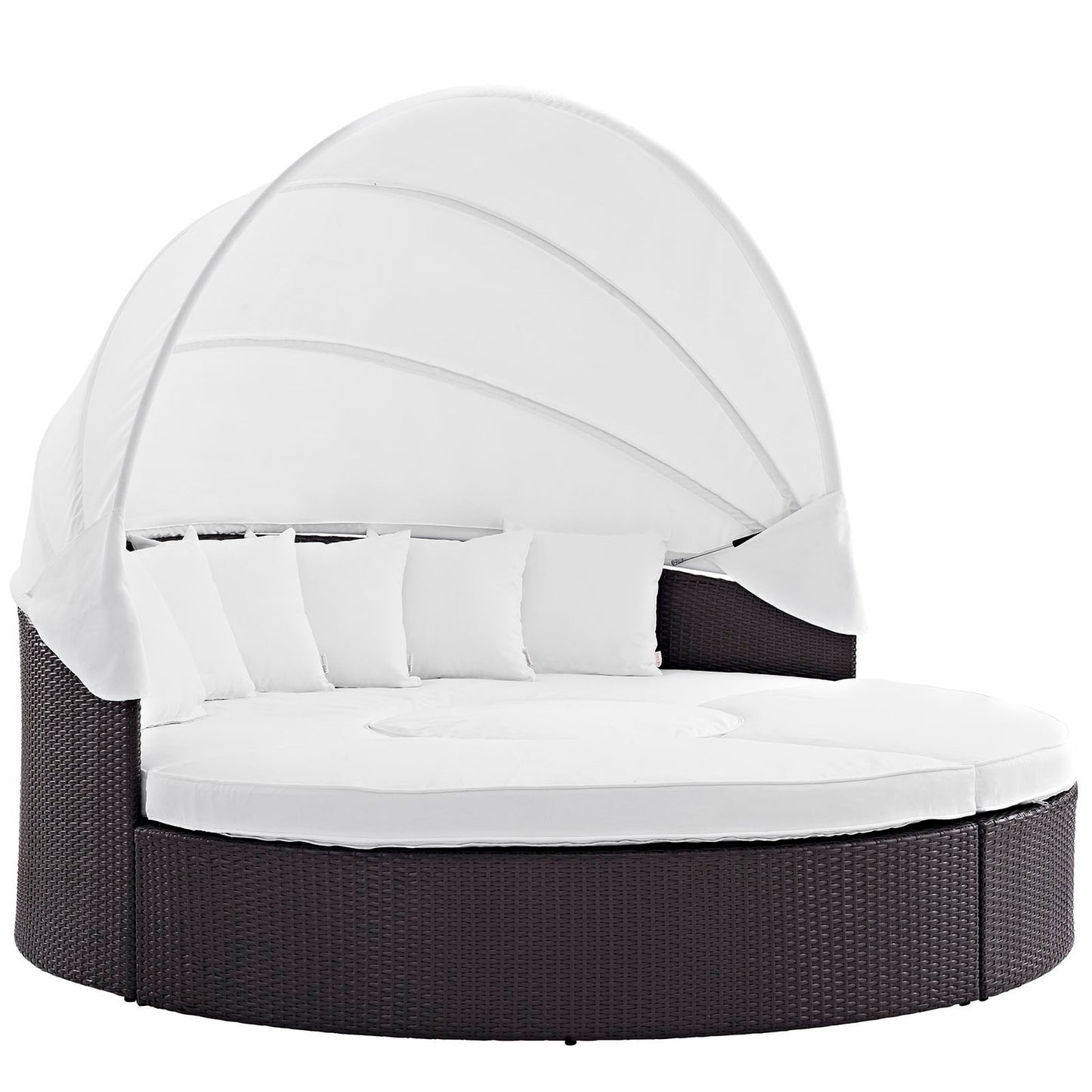 Modway Outlet Convene Outdoor Patio Wicker Rattan Canopy Sectional Daybed by Modway  Outdoor Furniture Furniture Espresso White - EEI-2173-EXP-WHI-SET
