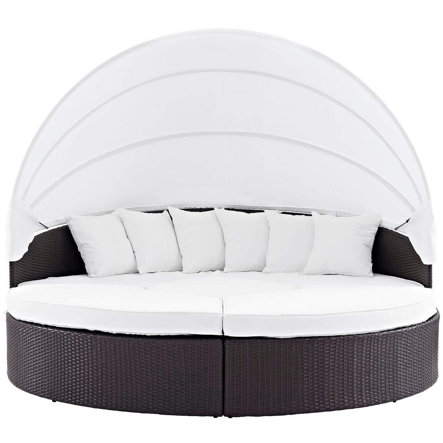 Modway Outlet Convene Outdoor Patio Wicker Rattan Canopy Sectional Daybed by Modway  Outdoor Furniture Furniture Espresso White - EEI-2173-EXP-WHI-SET