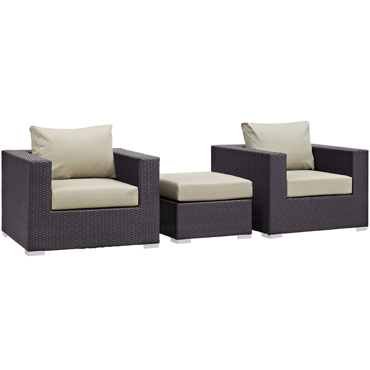 Modway - Convene 3 Piece Outdoor Patio Sofa Set by Modway  Outdoor Furniture Sofa Sectionals Brown - EEI-2174-EXP-BEI-SET