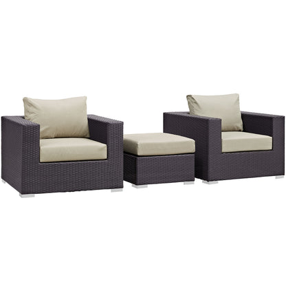Modway - Convene 3 Piece Outdoor Patio Sofa Set by Modway  Outdoor Furniture Sofa Sectionals Brown - EEI-2174-EXP-BEI-SET
