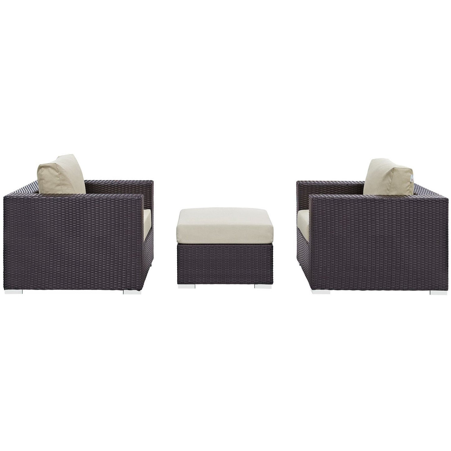 Modway - Convene 3 Piece Outdoor Patio Sofa Set by Modway  Outdoor Furniture Sofa Sectionals Brown - EEI-2174-EXP-BEI-SET