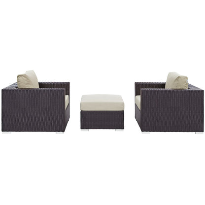 Modway - Convene 3 Piece Outdoor Patio Sofa Set by Modway  Outdoor Furniture Sofa Sectionals Brown - EEI-2174-EXP-BEI-SET