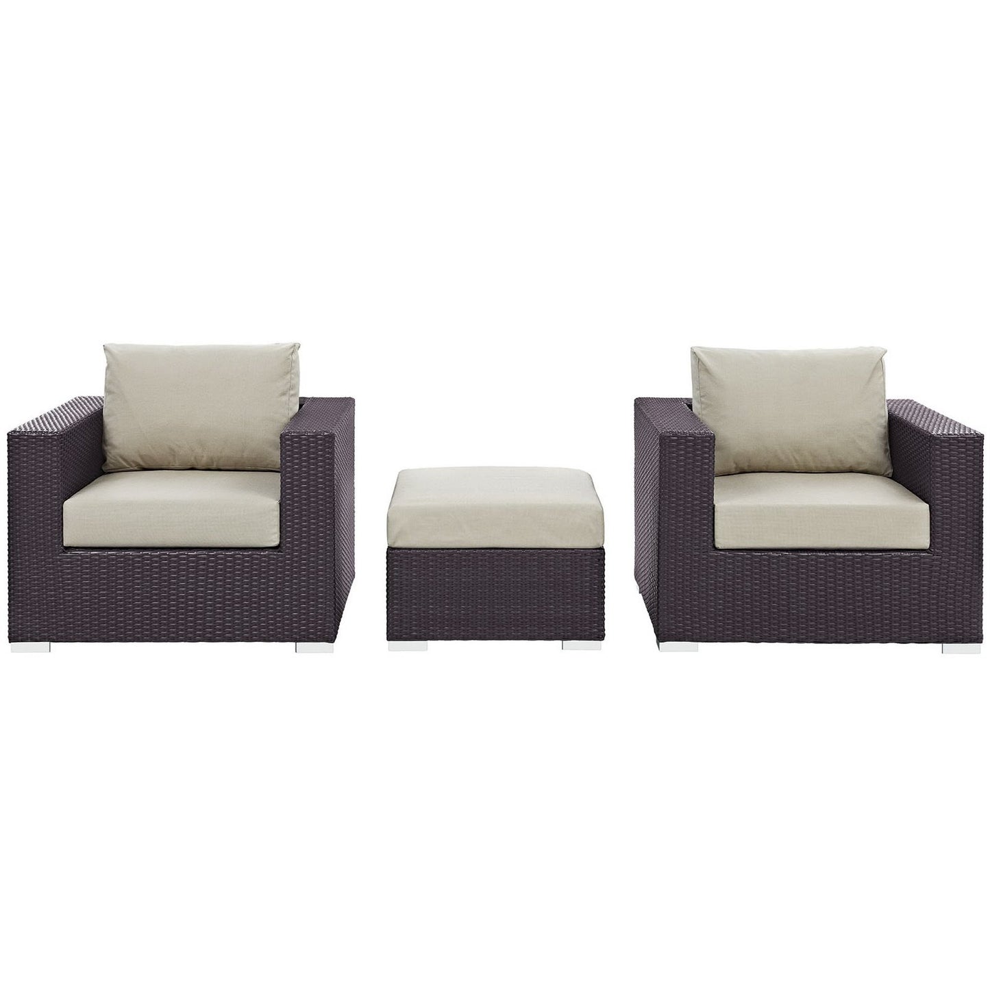 Modway - Convene 3 Piece Outdoor Patio Sofa Set by Modway  Outdoor Furniture Sofa Sectionals Brown - EEI-2174-EXP-BEI-SET