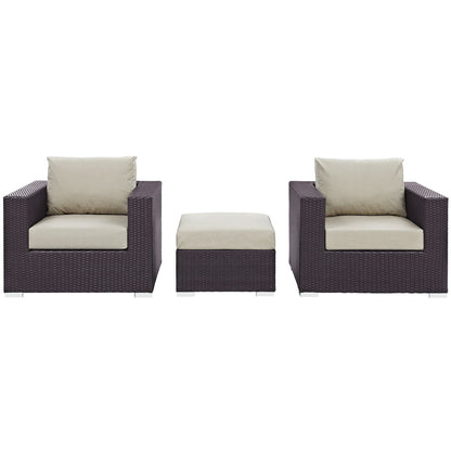 Modway - Convene 3 Piece Outdoor Patio Sofa Set by Modway  Outdoor Furniture Sofa Sectionals Brown - EEI-2174-EXP-BEI-SET