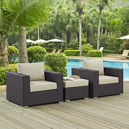 Modway - Convene 3 Piece Outdoor Patio Sofa Set by Modway  Outdoor Furniture Sofa Sectionals Brown - EEI-2174-EXP-BEI-SET