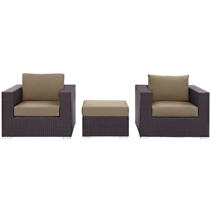 Modway - Convene 3 Piece Outdoor Patio Sofa Set by Modway  Outdoor Furniture Sofa Sectionals Gray - EEI-2174-EXP-MOC-SET