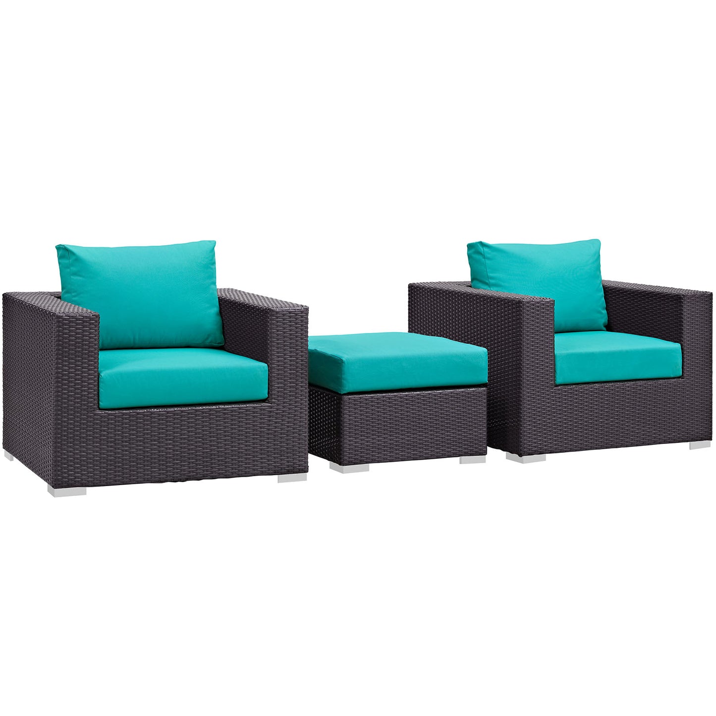 Modway Outlet Convene 3 Piece Outdoor Patio Sofa Set by Modway  Outdoor Furniture Furniture Espresso Turquoise - EEI-2174-EXP-TRQ-SET