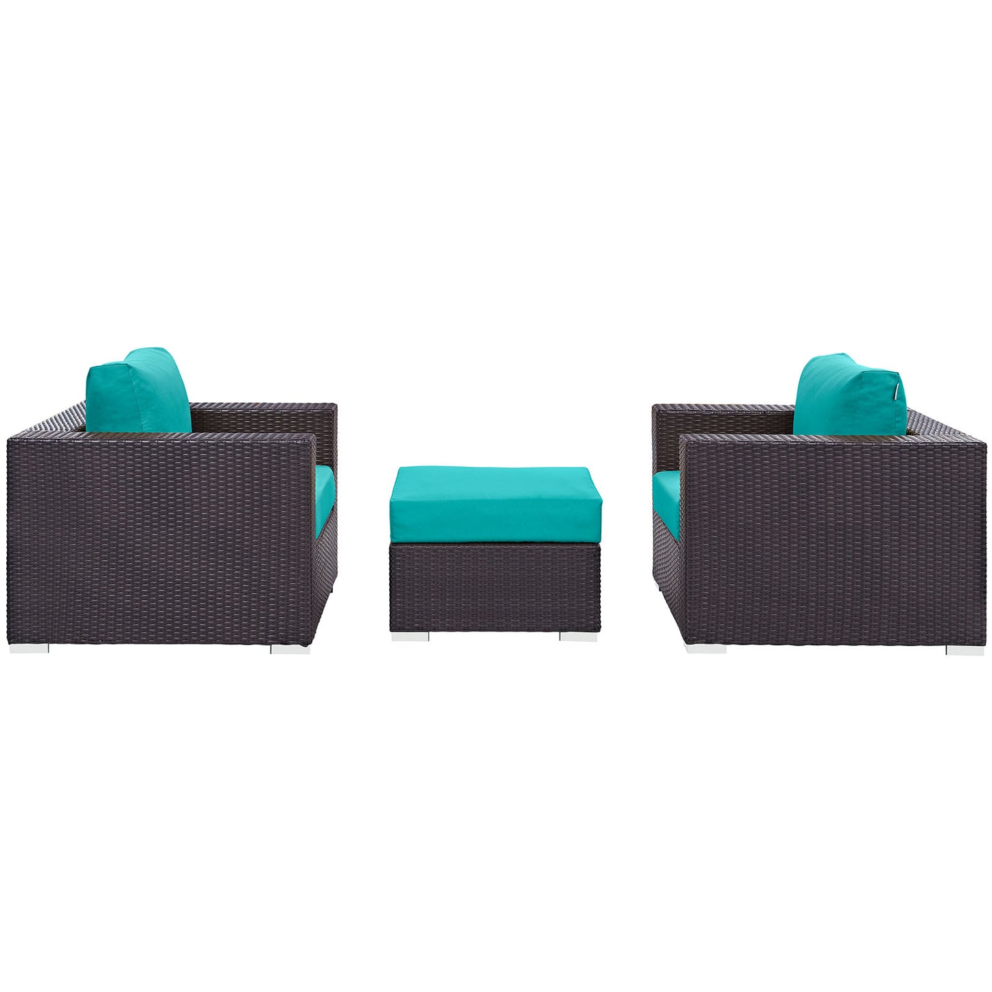 Modway Outlet Convene 3 Piece Outdoor Patio Sofa Set by Modway  Outdoor Furniture Furniture Espresso Turquoise - EEI-2174-EXP-TRQ-SET