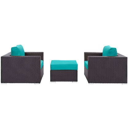 Modway Outlet Convene 3 Piece Outdoor Patio Sofa Set by Modway  Outdoor Furniture Furniture Espresso Turquoise - EEI-2174-EXP-TRQ-SET