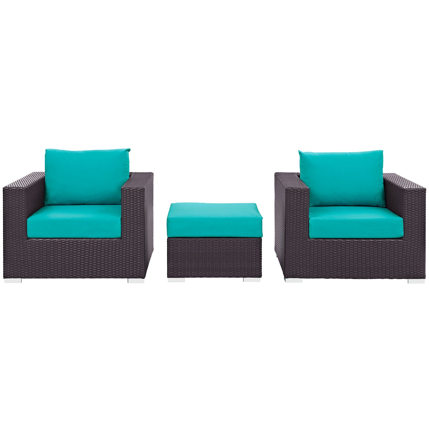 Modway Outlet Convene 3 Piece Outdoor Patio Sofa Set by Modway  Outdoor Furniture Furniture Espresso Turquoise - EEI-2174-EXP-TRQ-SET