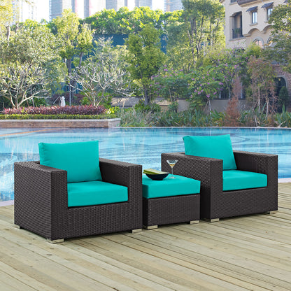 Modway Outlet Convene 3 Piece Outdoor Patio Sofa Set by Modway  Outdoor Furniture Furniture Espresso Turquoise - EEI-2174-EXP-TRQ-SET