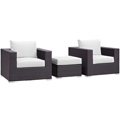 Modway - Convene 3 Piece Outdoor Patio Sofa Set by Modway  Outdoor Furniture Sofa Sectionals White - EEI-2174-EXP-WHI-SET