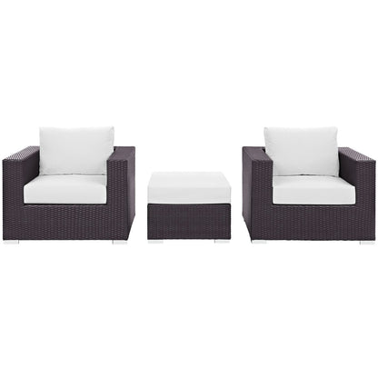 Modway - Convene 3 Piece Outdoor Patio Sofa Set by Modway  Outdoor Furniture Sofa Sectionals White - EEI-2174-EXP-WHI-SET