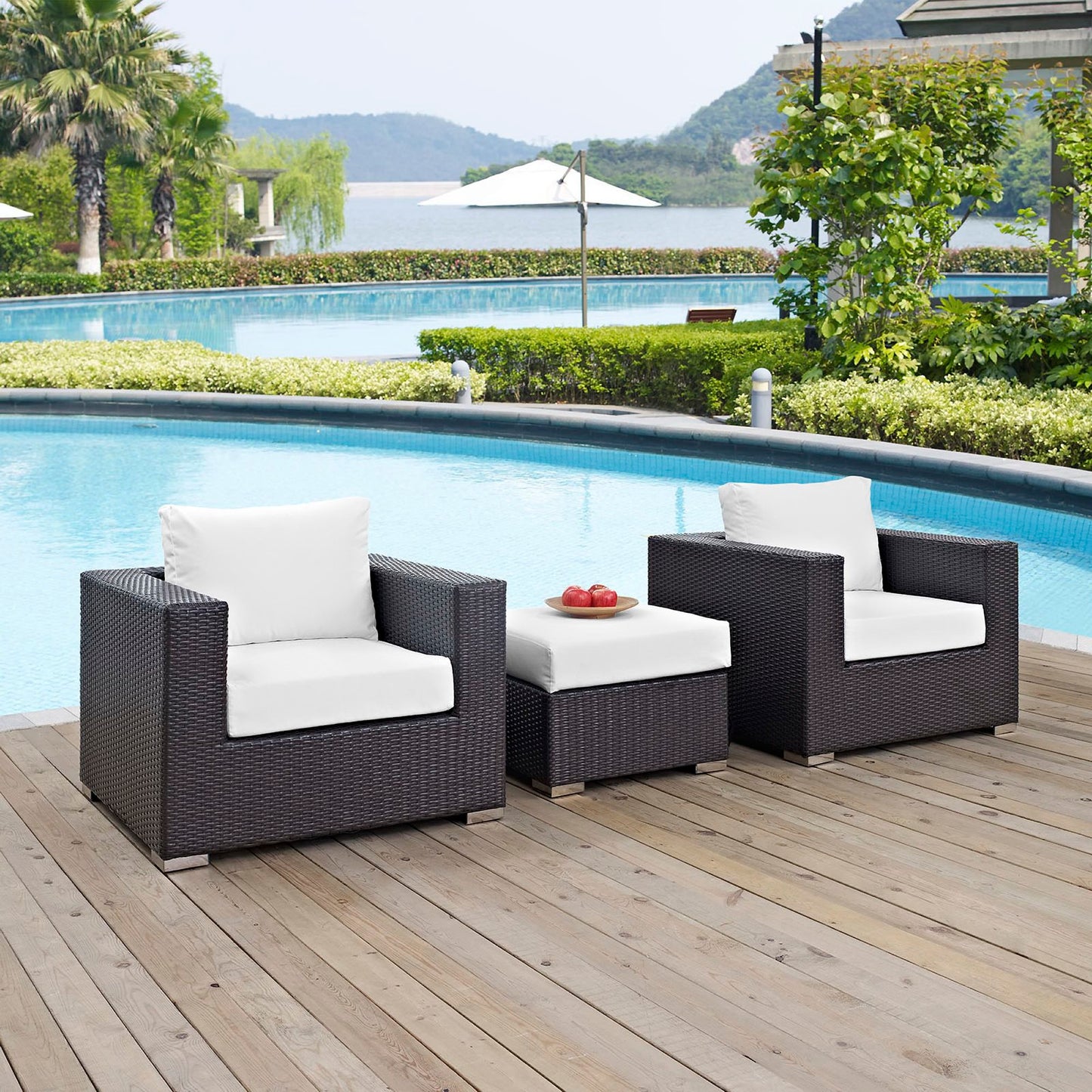 Modway - Convene 3 Piece Outdoor Patio Sofa Set by Modway  Outdoor Furniture Sofa Sectionals White - EEI-2174-EXP-WHI-SET