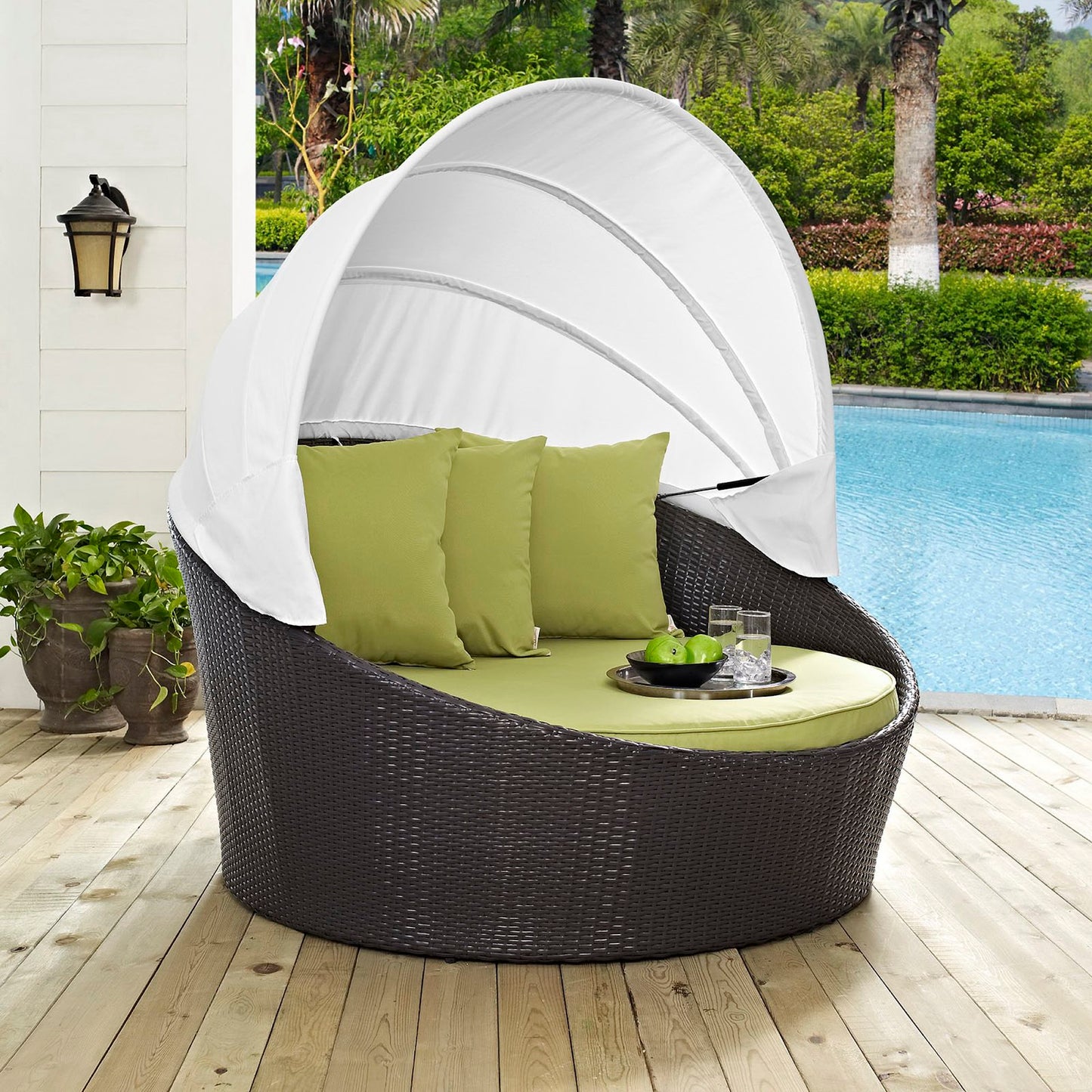 Modway Outlet Convene Canopy Outdoor Patio Daybed by Modway  Outdoor Furniture Furniture Espresso Peridot - EEI-2175-EXP-PER