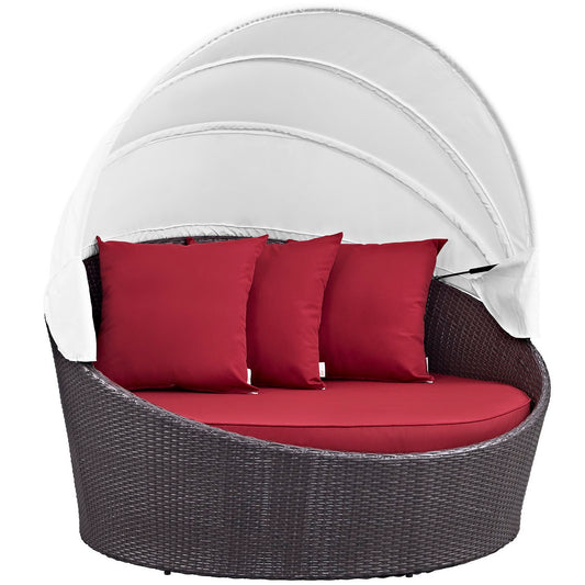 Modway Outlet Convene Canopy Outdoor Patio Daybed by Modway  Outdoor Furniture Furniture Espresso Red - EEI-2175-EXP-RED