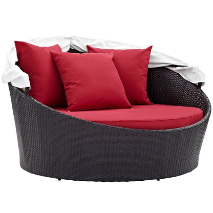 Modway Outlet Convene Canopy Outdoor Patio Daybed by Modway  Outdoor Furniture Furniture Espresso Red - EEI-2175-EXP-RED
