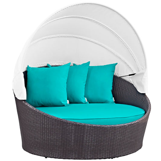 Modway Outlet Convene Canopy Outdoor Patio Daybed by Modway  Outdoor Furniture Furniture Espresso Turquoise - EEI-2175-EXP-TRQ