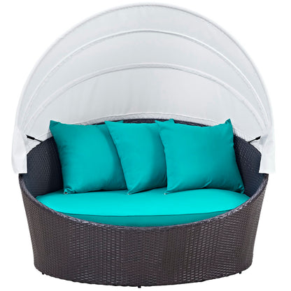 Modway Outlet Convene Canopy Outdoor Patio Daybed by Modway  Outdoor Furniture Furniture Espresso Turquoise - EEI-2175-EXP-TRQ