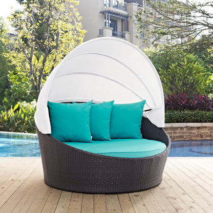 Modway Outlet Convene Canopy Outdoor Patio Daybed by Modway  Outdoor Furniture Furniture Espresso Turquoise - EEI-2175-EXP-TRQ