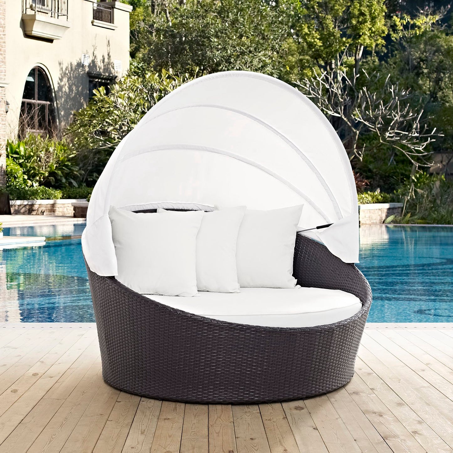 Modway - Convene Canopy Outdoor Patio Daybed by Modway  Outdoor Furniture Sofa Sectionals White - EEI-2175-EXP-WHI