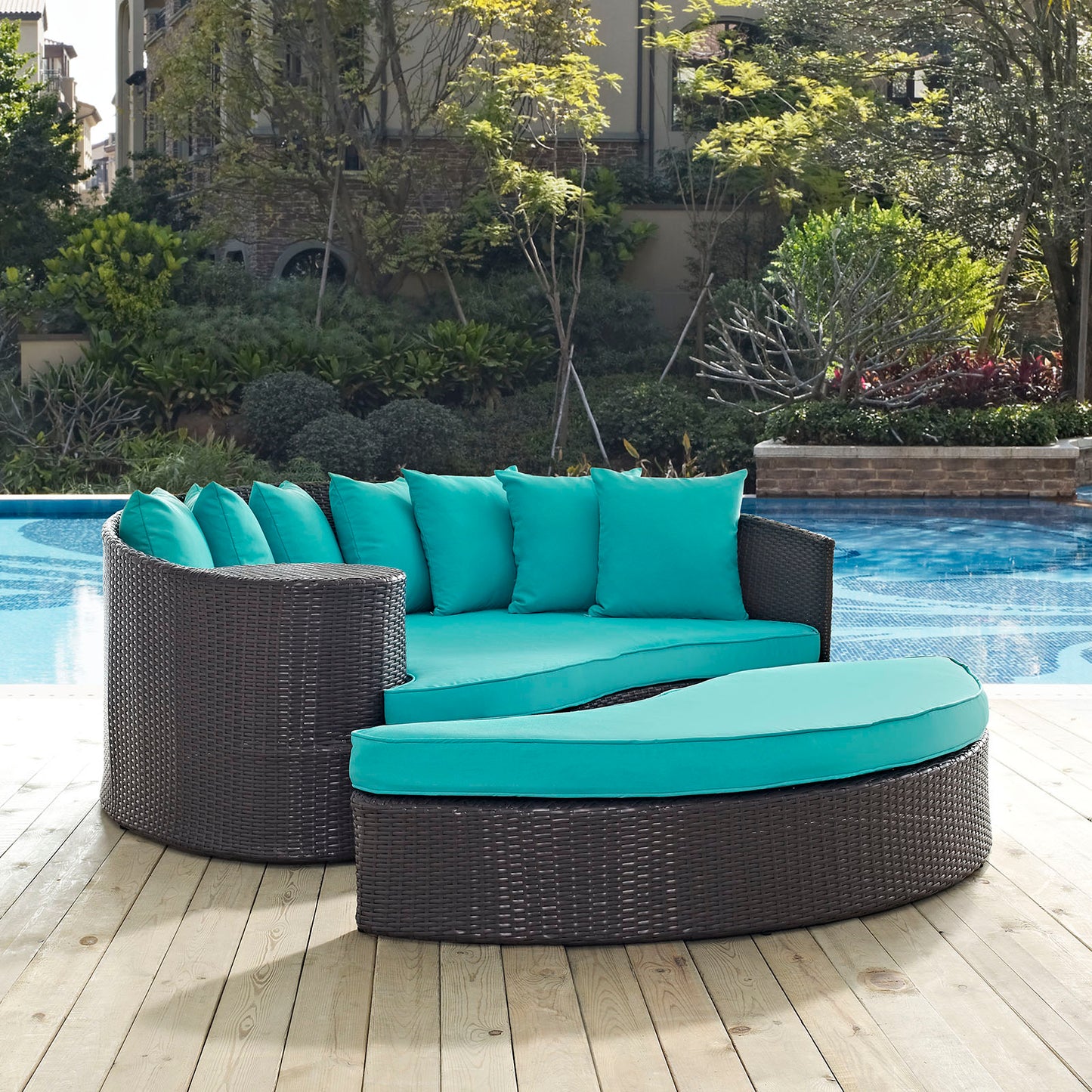 Modway Outlet Convene Outdoor Patio Daybed by Modway  Outdoor Furniture Furniture Espresso Turquoise - EEI-2176-EXP-TRQ
