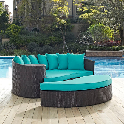 Modway Outlet Convene Outdoor Patio Daybed by Modway  Outdoor Furniture Furniture Espresso Turquoise - EEI-2176-EXP-TRQ