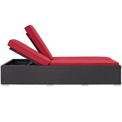 Modway Outlet Convene Double Outdoor Patio Chaise by Modway  Outdoor Furniture Furniture Espresso Red - EEI-2177-EXP-RED
