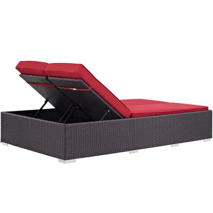 Modway Outlet Convene Double Outdoor Patio Chaise by Modway  Outdoor Furniture Furniture Espresso Red - EEI-2177-EXP-RED