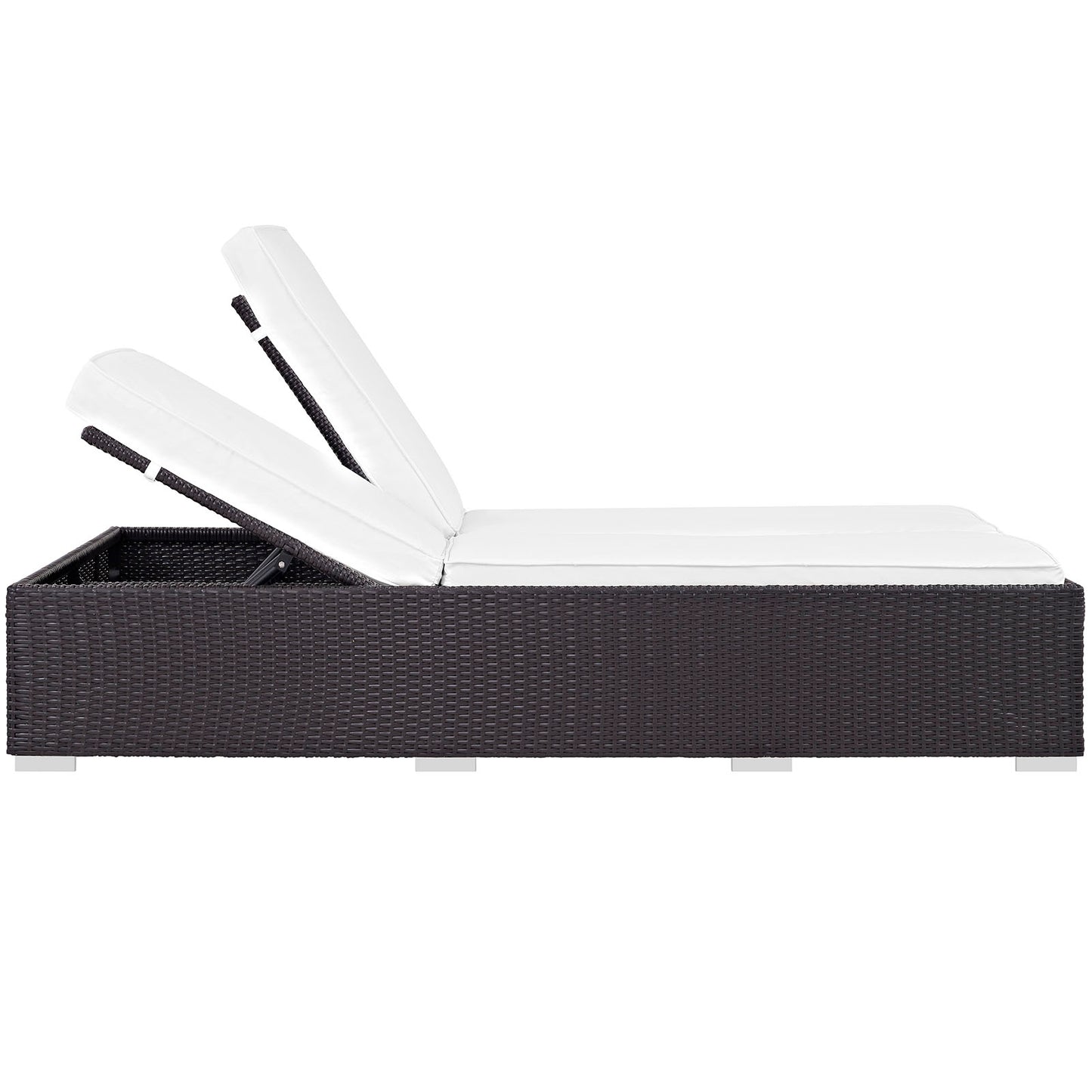 Modway Outlet Convene Double Outdoor Patio Chaise by Modway  Outdoor Furniture Furniture Espresso White - EEI-2177-EXP-WHI