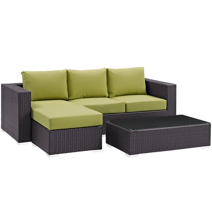 Modway Outlet Convene 3 Piece Outdoor Patio Sofa Set by Modway  Outdoor Furniture Furniture Espresso Peridot - EEI-2178-EXP-PER-SET