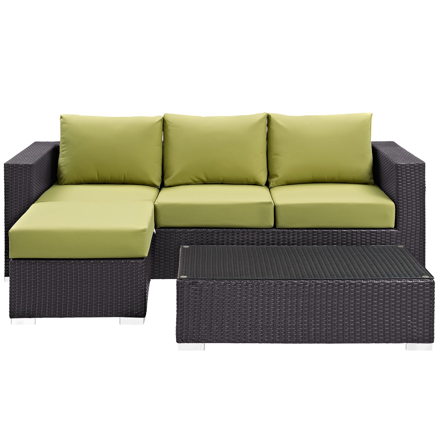 Modway Outlet Convene 3 Piece Outdoor Patio Sofa Set by Modway  Outdoor Furniture Furniture Espresso Peridot - EEI-2178-EXP-PER-SET
