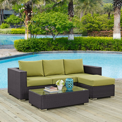 Modway Outlet Convene 3 Piece Outdoor Patio Sofa Set by Modway  Outdoor Furniture Furniture Espresso Peridot - EEI-2178-EXP-PER-SET