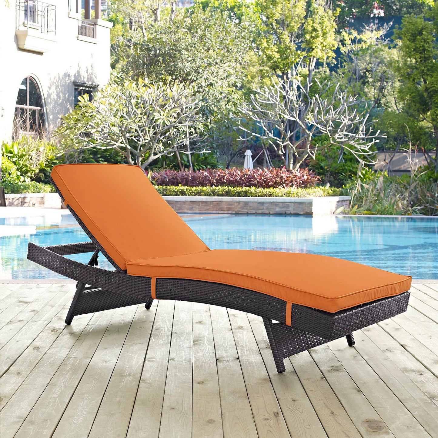 Modway Outlet Convene Outdoor Patio Chaise by Modway  Outdoor Furniture Furniture Espresso Orange - EEI-2179-EXP-ORA