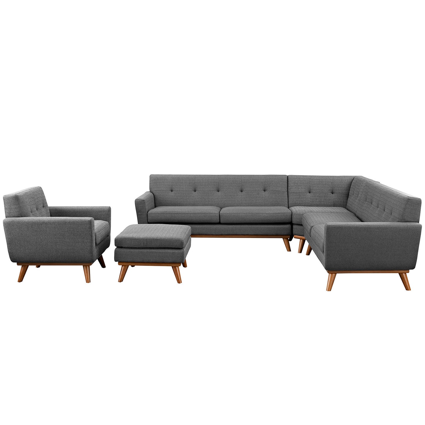 Modway Outlet Engage 5 Piece Sectional Sofa by Modway  Living Room Furniture Gray - EEI-2186-DOR-SET